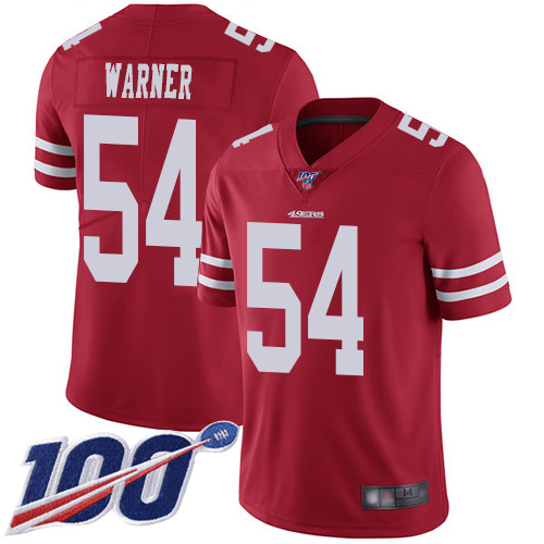 San Francisco 49ers Limited Red Men #54 Fred Warner Home Jersey NFL #54 100th Season Vapor